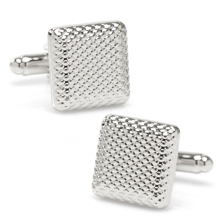 Ox and Bull Trading Co. Silver Textured Square Cufflinks | Classic Cufflinks