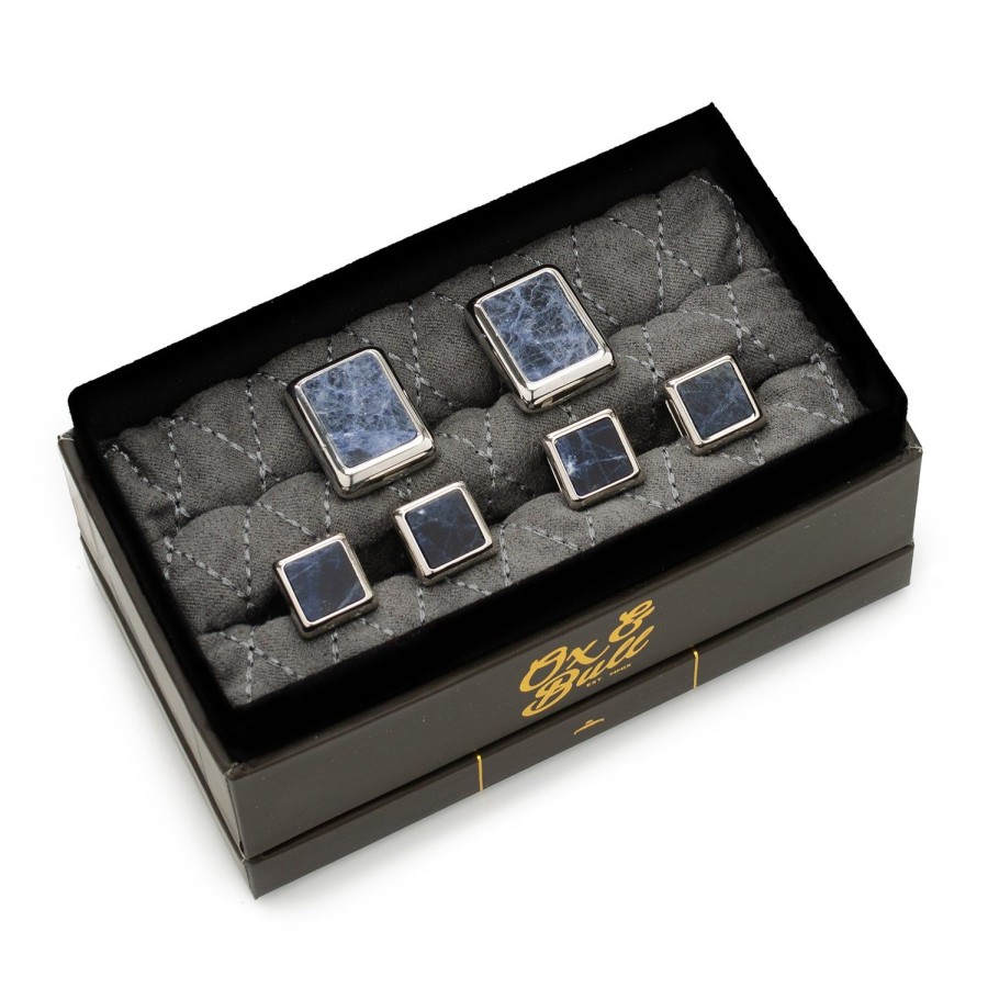 Ox and Bull Trading Co. Silver And Sodalite Jfk Presidential Stud Set | Stud Sets