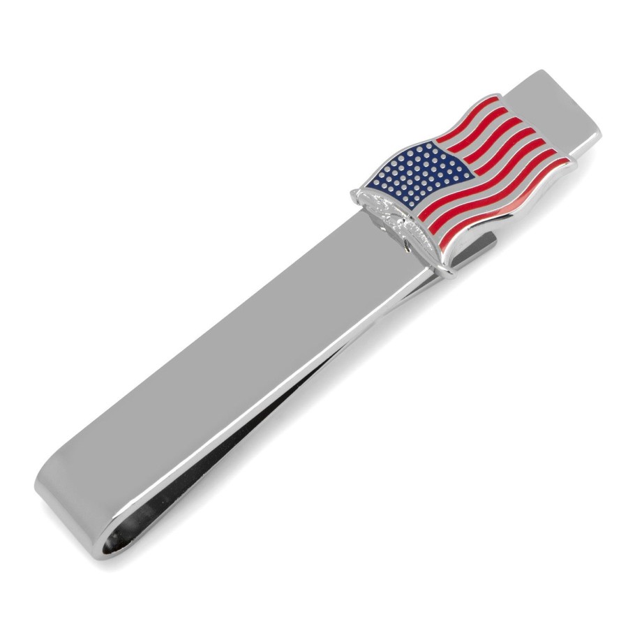 Cufflinks, Inc. Waving American Flag Tie Bar | Classic Tie Bars