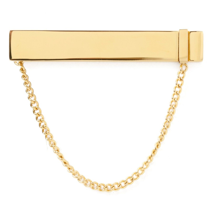 Ox and Bull Trading Co. Stainless Steel Gold Chain Tie Clip | Classic Tie Bars