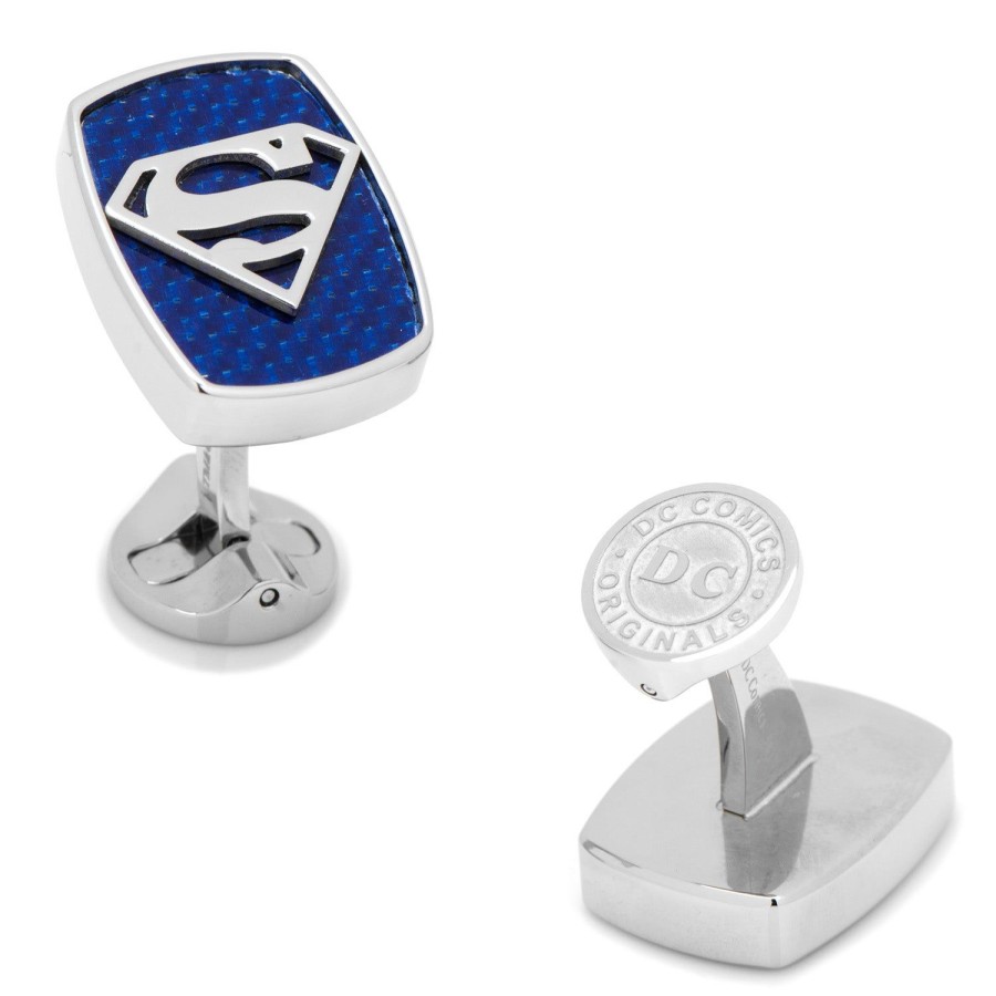 DC Comics Stainless Steel Carbon Fiber Superman Cufflinks | Movies & Characters Cufflinks