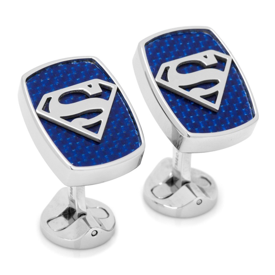 DC Comics Stainless Steel Carbon Fiber Superman Cufflinks | Movies & Characters Cufflinks