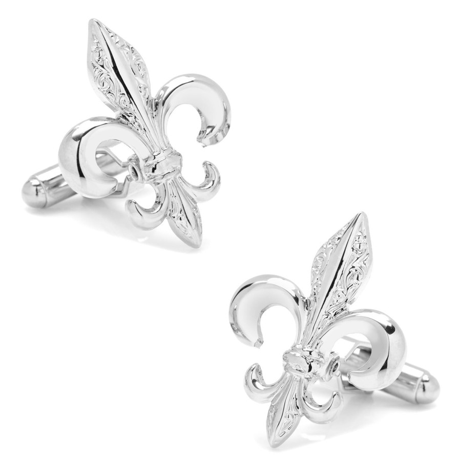 JJ Weston Silver Etched Fleur De Lis Cufflinks | Classic Cufflinks