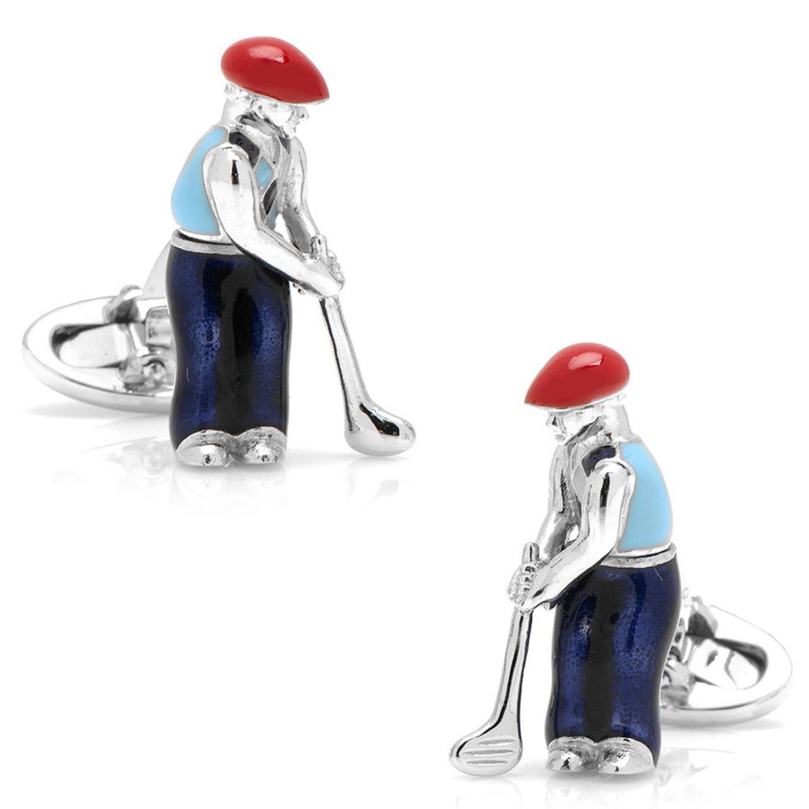 Jan Leslie Sterling Silver Swinging Golfer Cufflinks | Classic Cufflinks