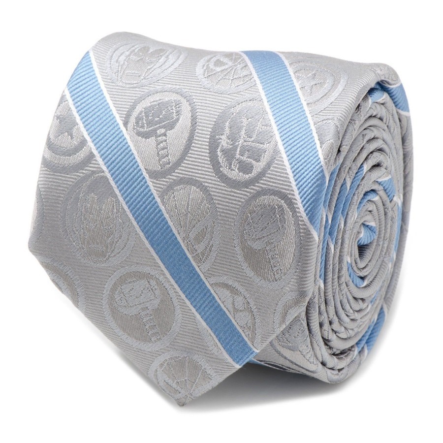 Marvel Marvel Comics Gray And Blue Stripe Men'S Tie | Marvel Ties