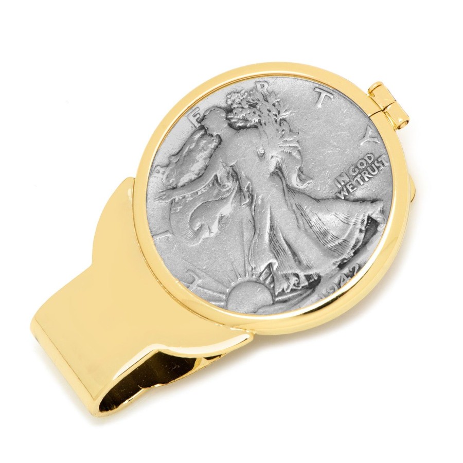 American Coin Treasures Silver Walking Liberty Half Dollar Goldtone Money Clip | Money Clips