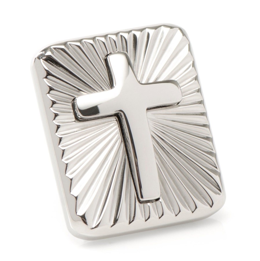 Ox and Bull Trading Co. Stainless Steel Radiant Cross Lapel Pin | Lapel Pins