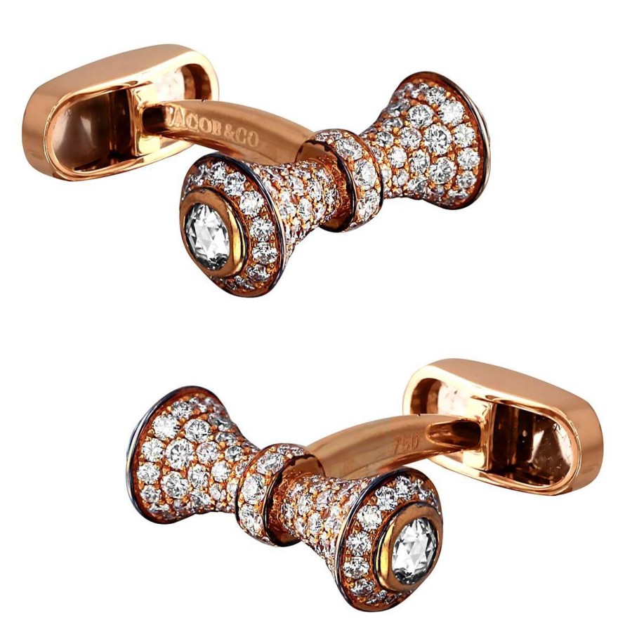 Jacob & Co. Barbell Cufflinks With White Diamonds | Classic Cufflinks