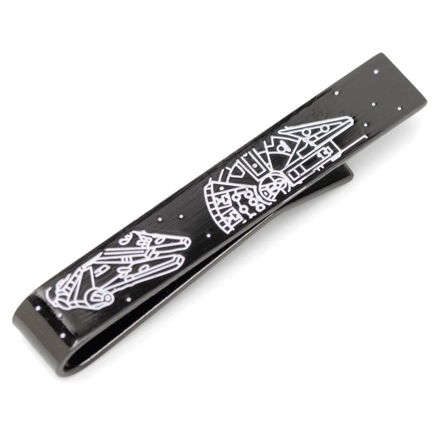 Star Wars Millennium Falcon Black And White Tie Bar | Movies & Characters Tie Bars