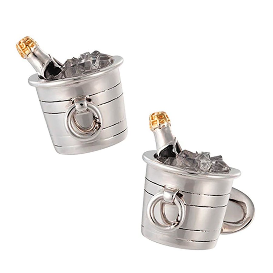 Jan Leslie Sterling Silver Champagne Bucket Cufflinks | Classic Cufflinks