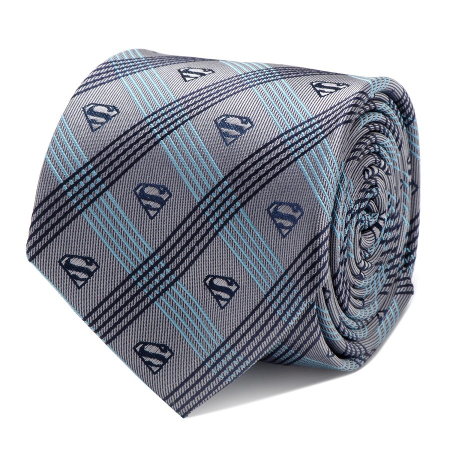 DC Comics Superman Gray Plaid Tie | Dc Comics Ties