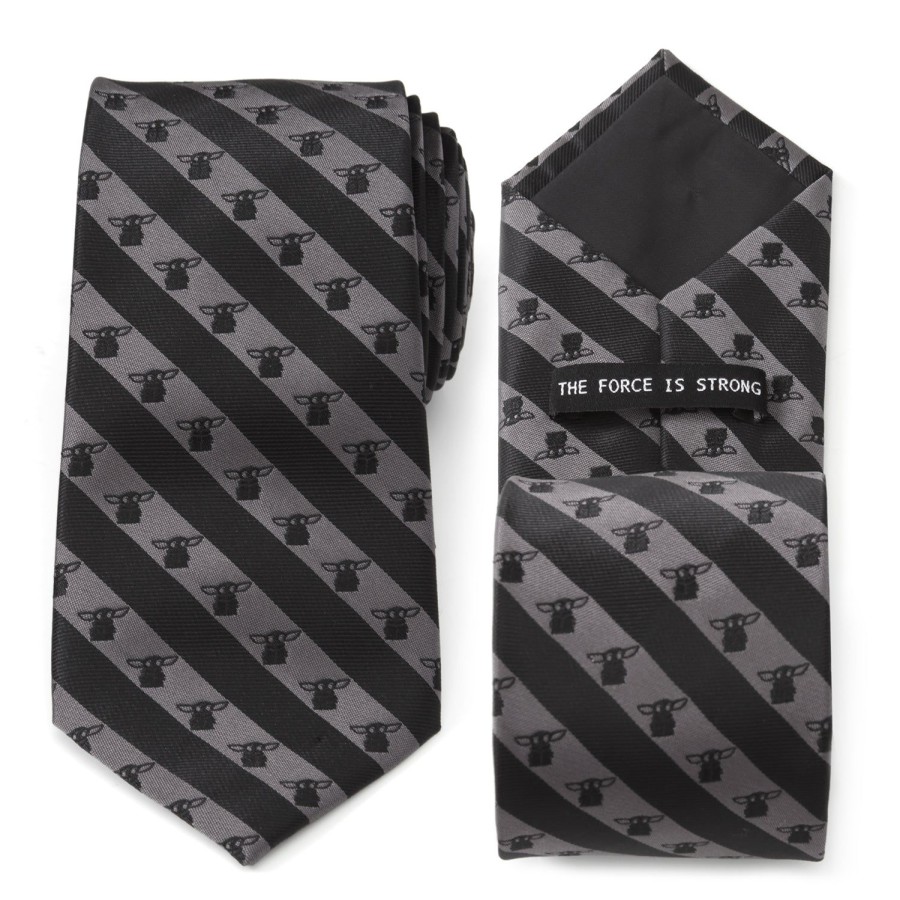 Star Wars The Child Charcoal Stripe Men'S Tie | Star Wars Ties