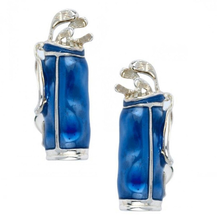 Deakin & Francis Sterling Silver Blue Golf Bag Cufflinks | Classic Cufflinks