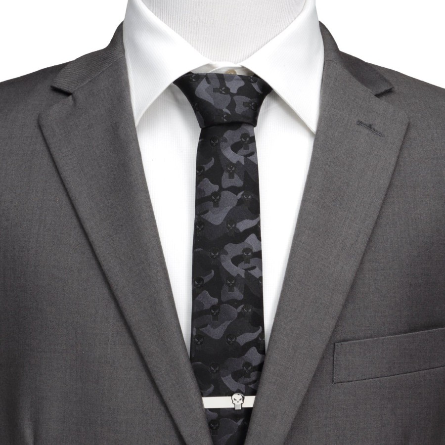 Marvel The Punisher Camo Black Silk Men'S Tie | Marvel Ties