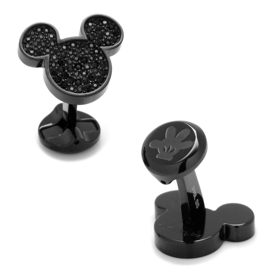 Disney Stainless Steel Black Pave Crystal Mickey Mouse Cufflinks | Movies & Characters Cufflinks