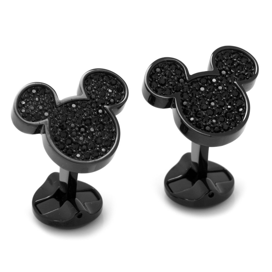 Disney Stainless Steel Black Pave Crystal Mickey Mouse Cufflinks | Movies & Characters Cufflinks