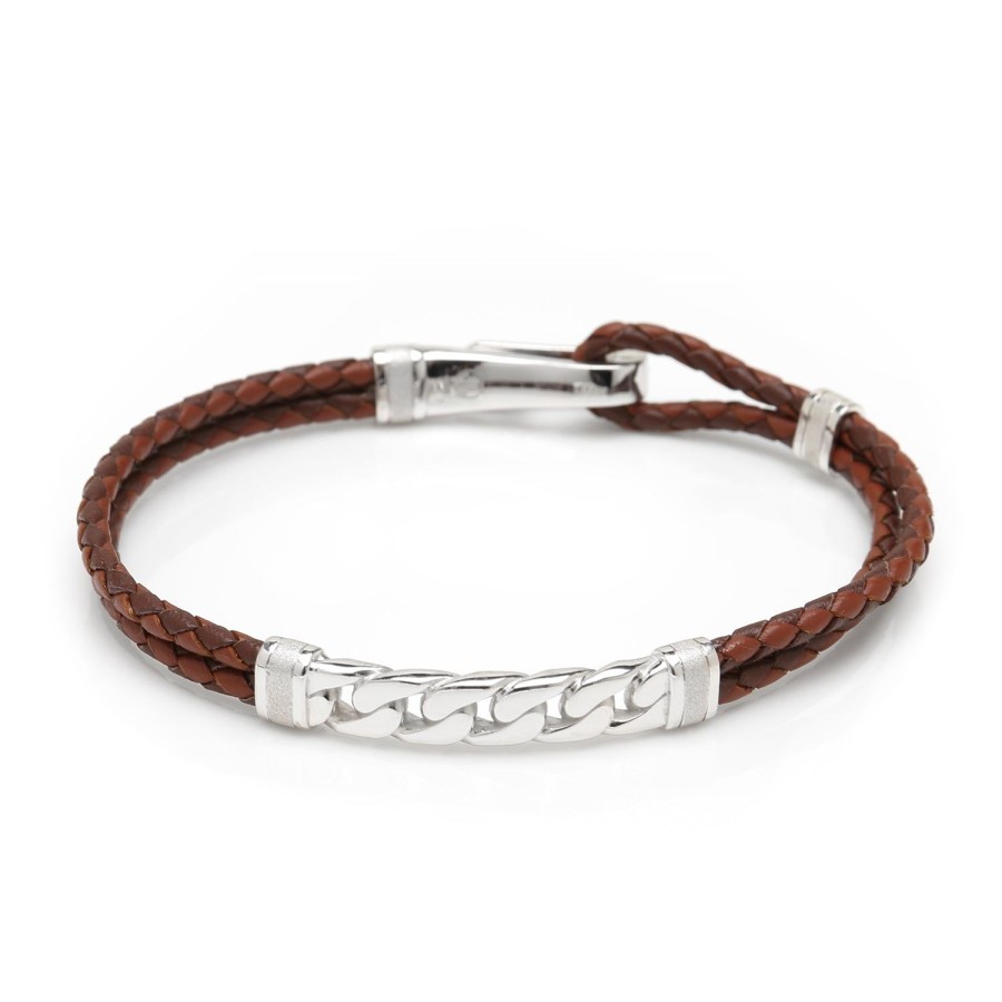 Jan Leslie Sterling Chain And Hook Leather Bracelet | Bracelets