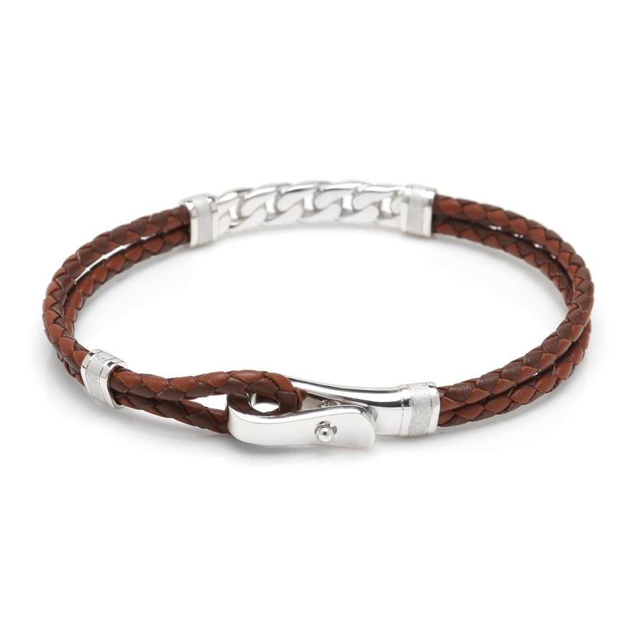 Jan Leslie Sterling Chain And Hook Leather Bracelet | Bracelets