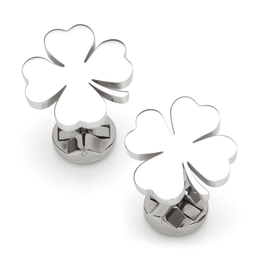 Ox and Bull Trading Co. Four Leaf Clover Stainless Cufflink | Classic Cufflinks