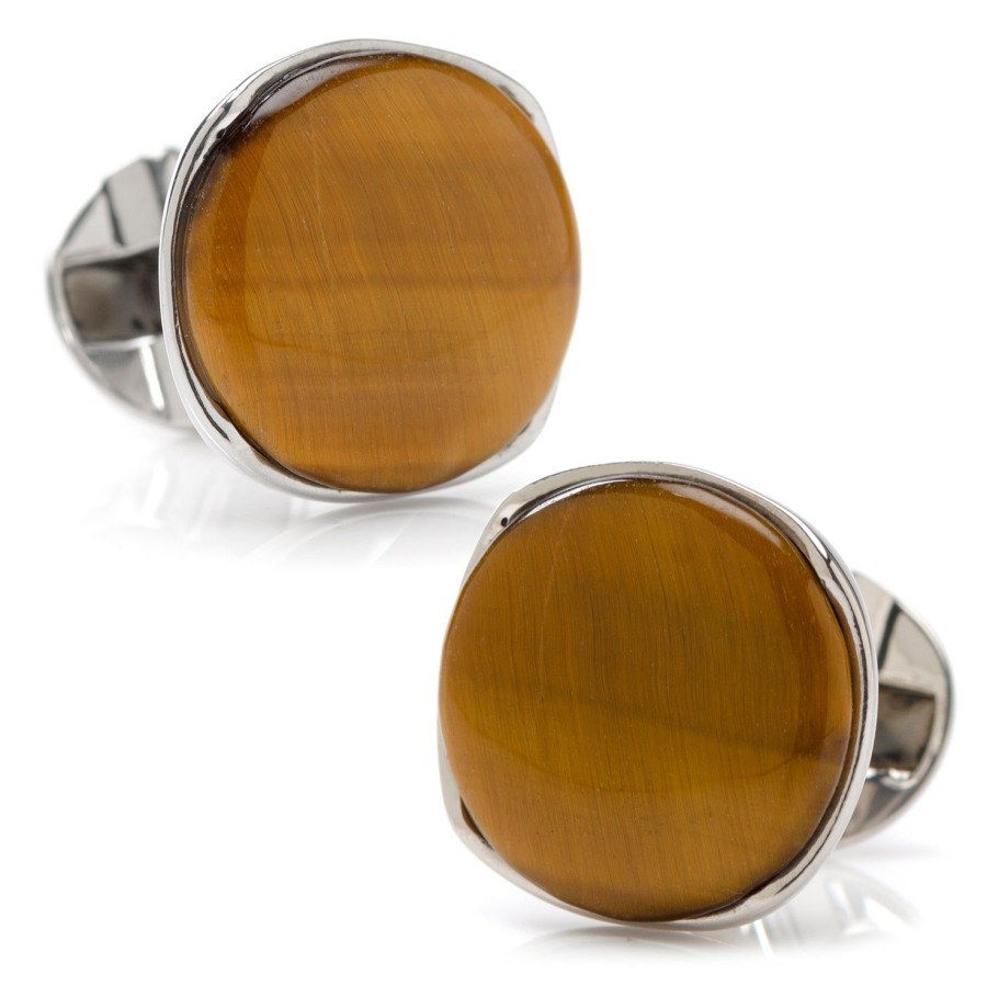 Ox and Bull Trading Co. Sterling Silver Classic Formal Tigers Eye Cufflinks | Classic Cufflinks