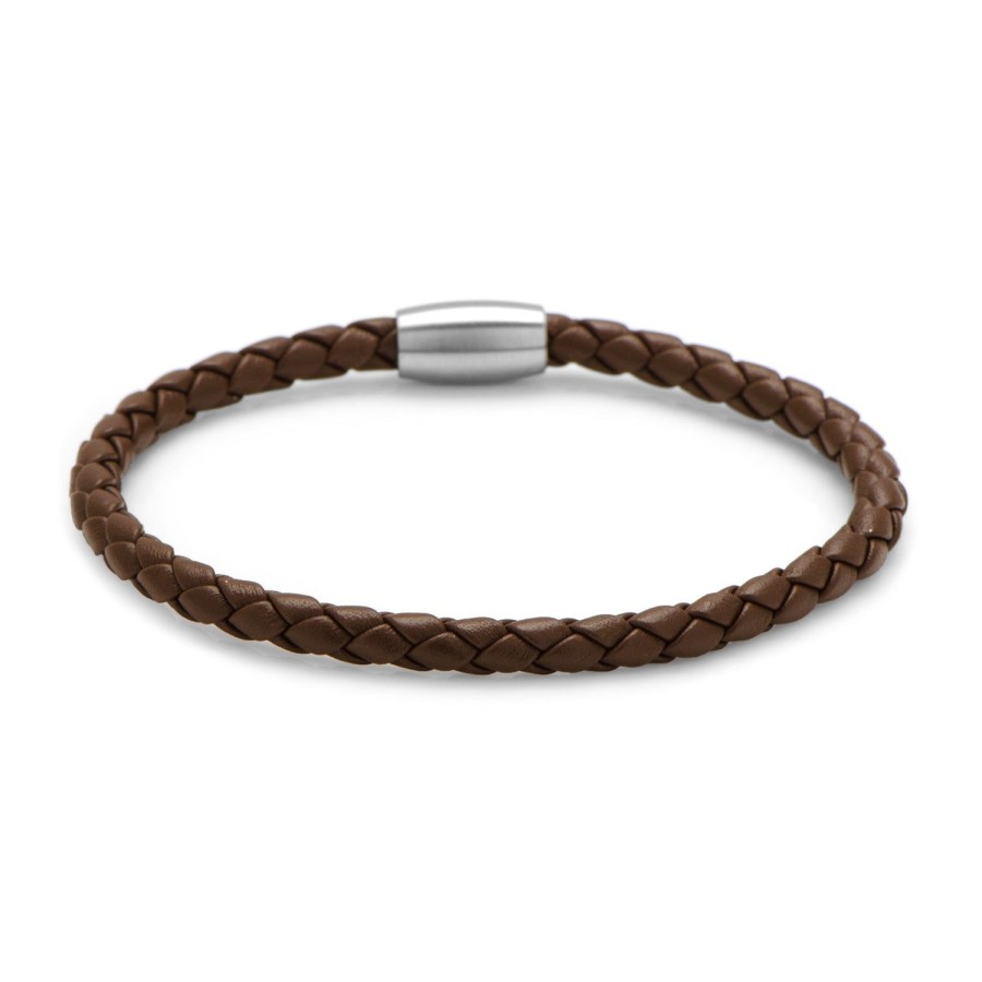 Jan Leslie Brown Woven Leather Bracelet With Magnetic Closure | Bracelets