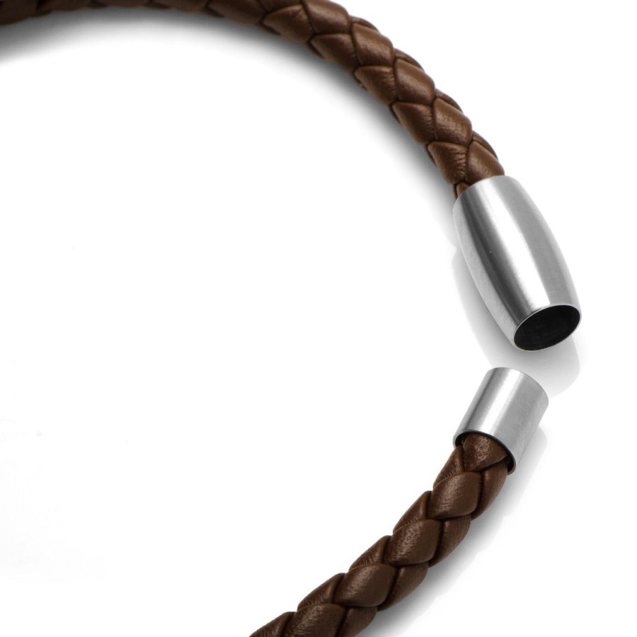 Jan Leslie Brown Woven Leather Bracelet With Magnetic Closure | Bracelets