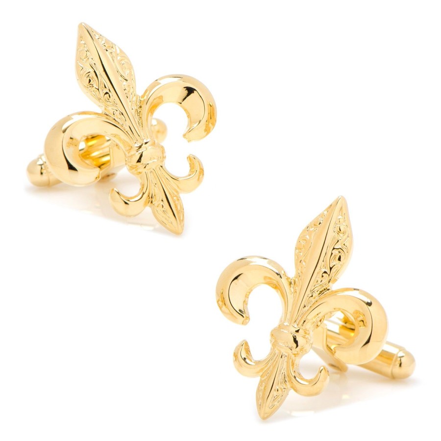 JJ Weston Gold Etched Fleur De Lis Cufflinks | Classic Cufflinks