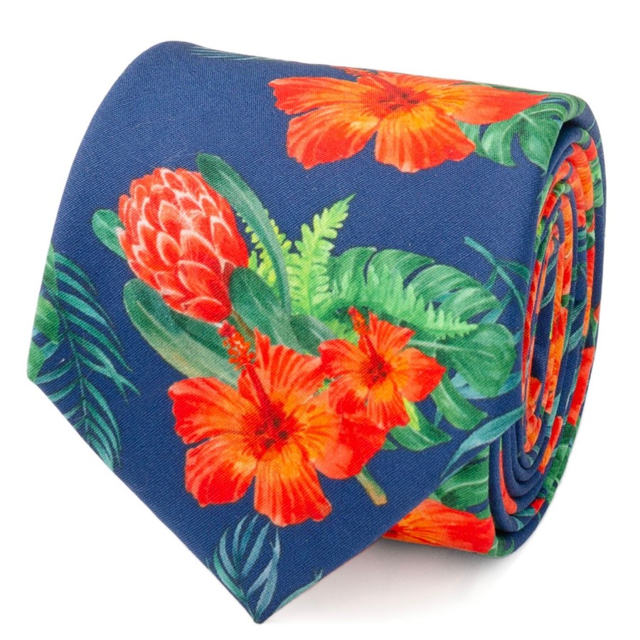 Cufflinks, Inc. Tropical Hibiscus Men'S Navy Tie | Classic Ties