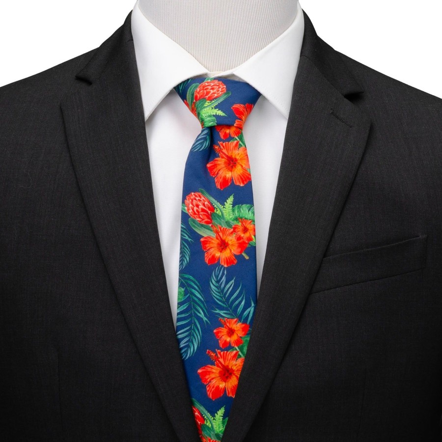 Cufflinks, Inc. Tropical Hibiscus Men'S Navy Tie | Classic Ties