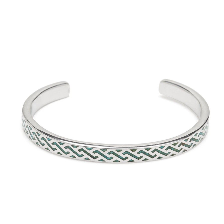 Jan Leslie Sterling Turquoise Woven Open Bracelet | Bracelets