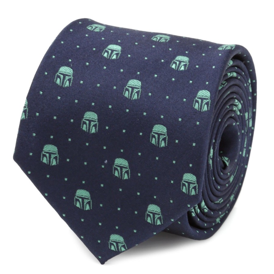 Star Wars Mandalorian Helmet Dotted Navy Tie | Star Wars Ties