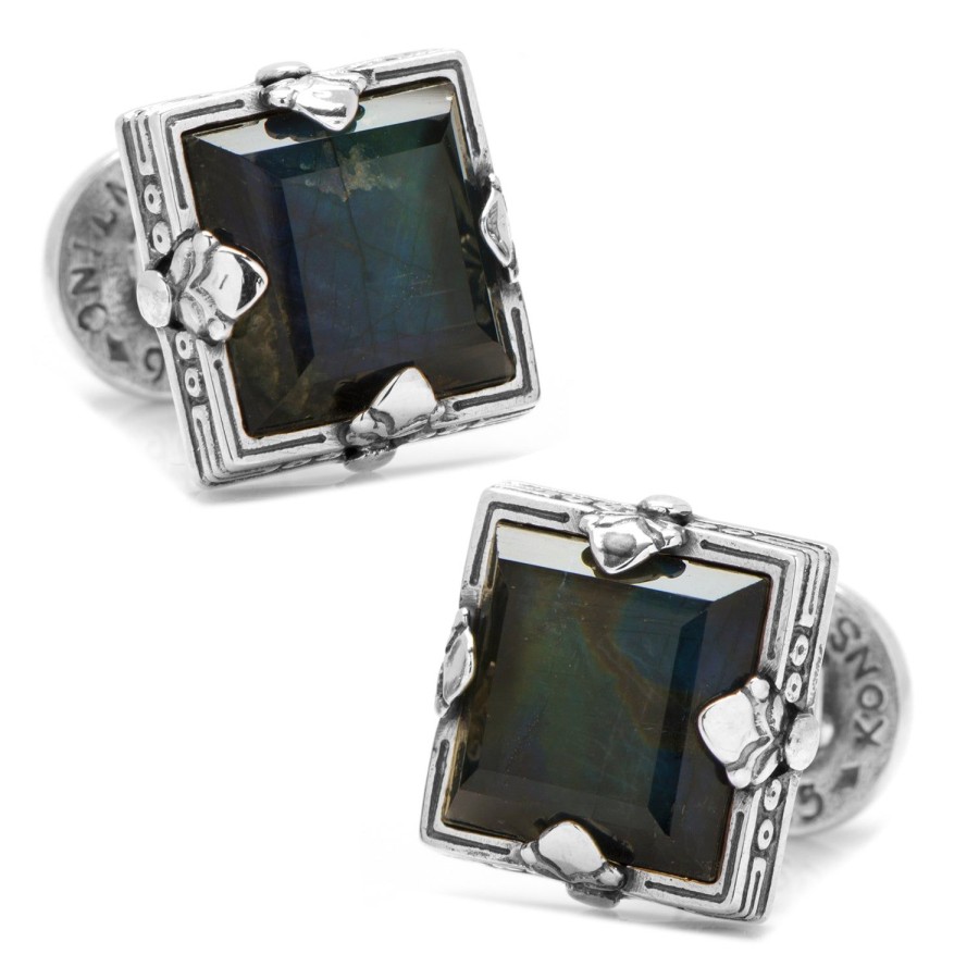 Konstantino Sterling Silver And Spectrolite Faceted Square Cufflinks | Classic Cufflinks