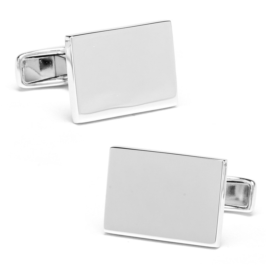 Ox and Bull Trading Co. Sterling Silver Infinity Edge Rectangle Engravable Cufflinks | Classic Cufflinks