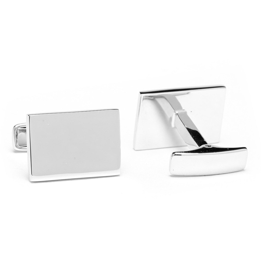 Ox and Bull Trading Co. Sterling Silver Infinity Edge Rectangle Engravable Cufflinks | Classic Cufflinks