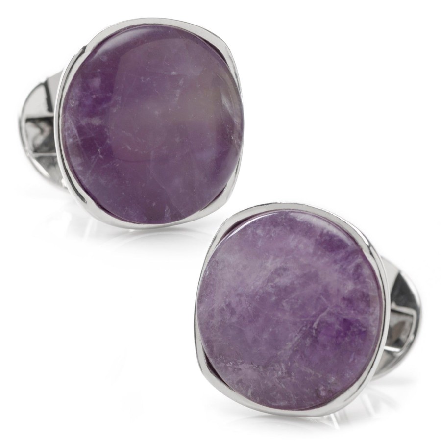 Ox and Bull Trading Co. Sterling Silver Classic Formal Amethyst Cufflinks | Classic Cufflinks