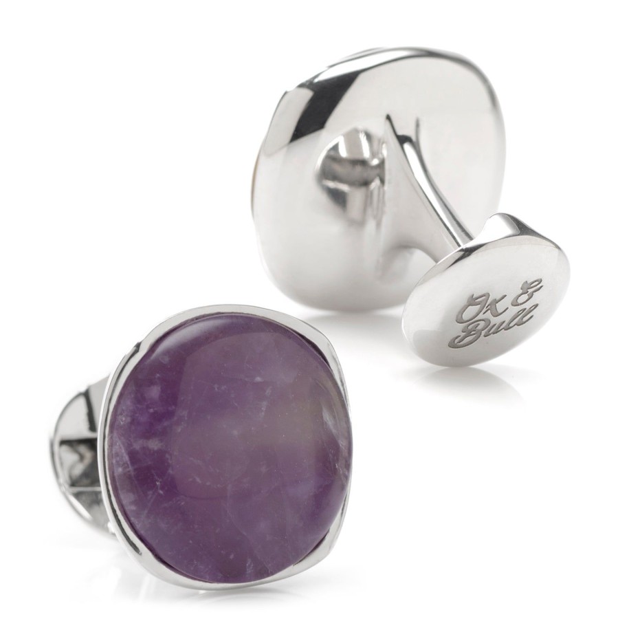 Ox and Bull Trading Co. Sterling Silver Classic Formal Amethyst Cufflinks | Classic Cufflinks