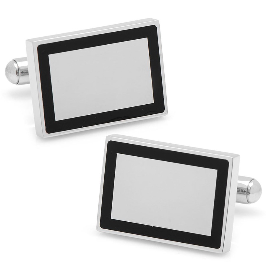 Ox and Bull Trading Co. Stainless Steel Rectangle Engravable Framed Cufflinks | Classic Cufflinks