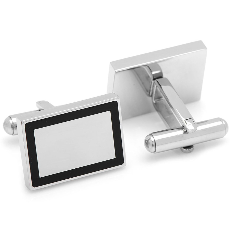 Ox and Bull Trading Co. Stainless Steel Rectangle Engravable Framed Cufflinks | Classic Cufflinks