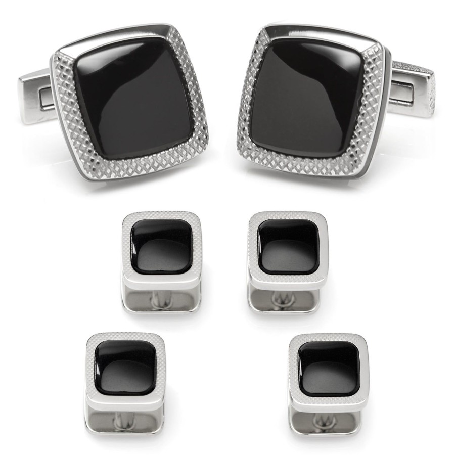 Ox and Bull Trading Co. Onyx Cushion Stainless Steel Stud Set | Stud Sets