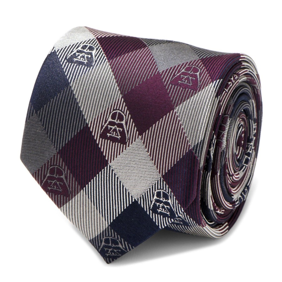 Star Wars Darth Vader Plum Modern Plaid Men'S Tie | Star Wars Ties