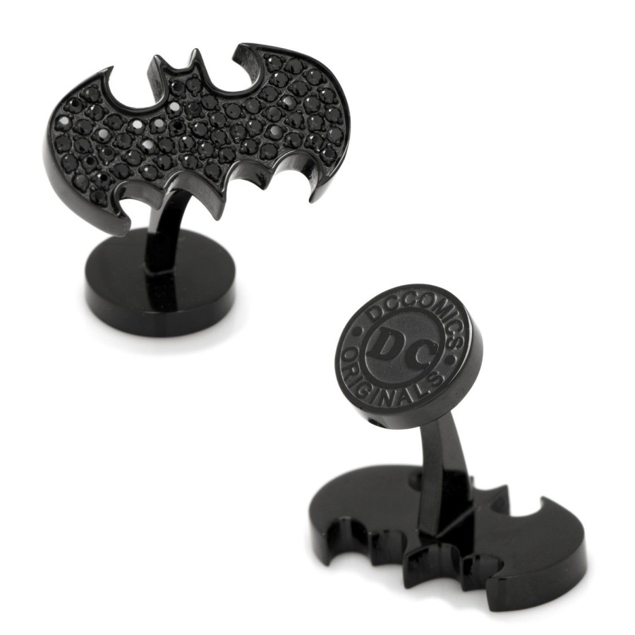 DC Comics Stainless Steel Black Pave Crystal Batman Cufflinks | Movies & Characters Cufflinks