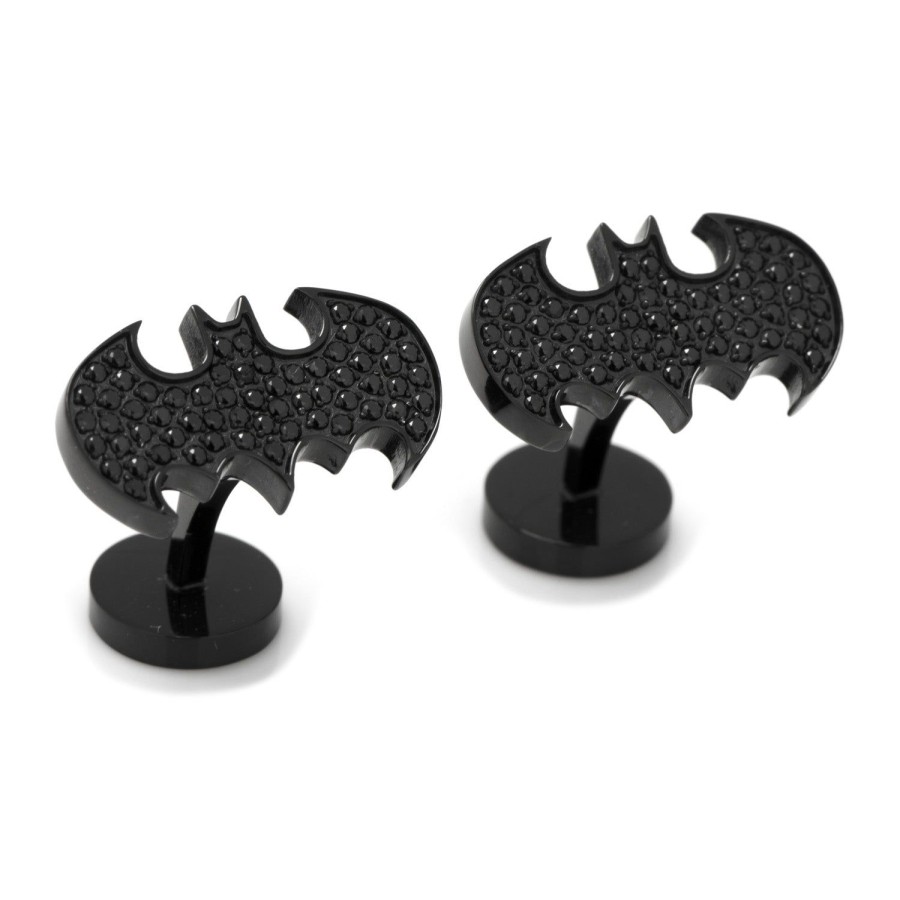 DC Comics Stainless Steel Black Pave Crystal Batman Cufflinks | Movies & Characters Cufflinks