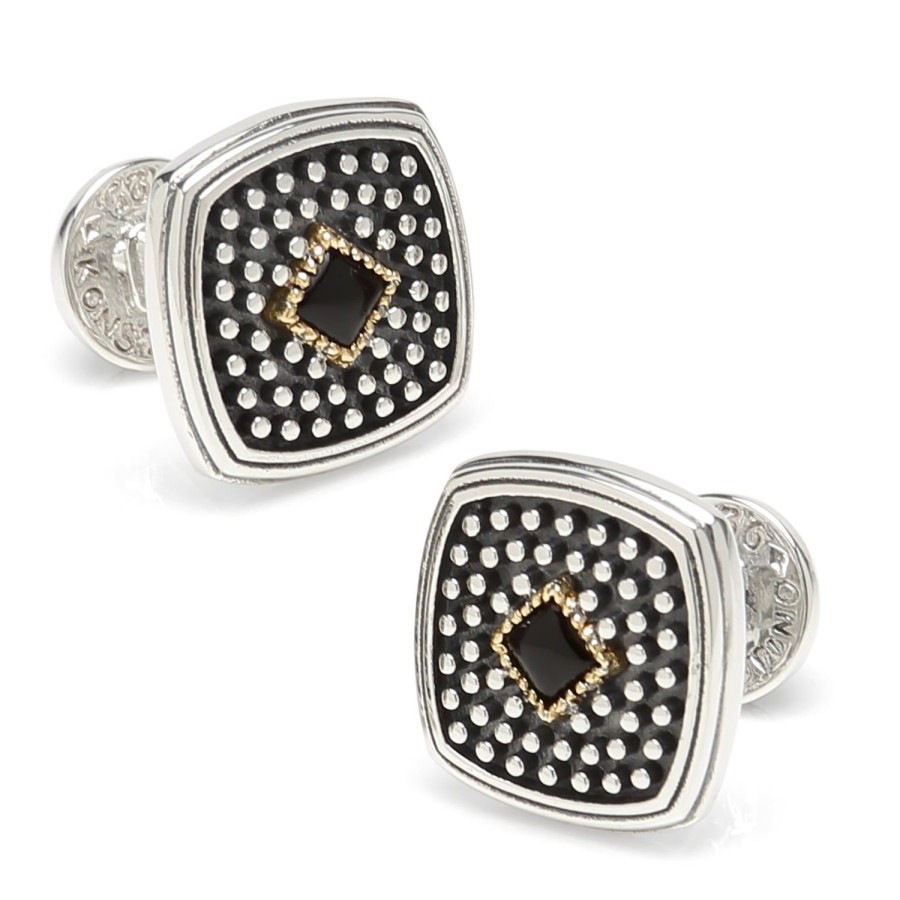 Konstantino Sterling Silver & 18K Gold Cufflinks With Onyx | Classic Cufflinks