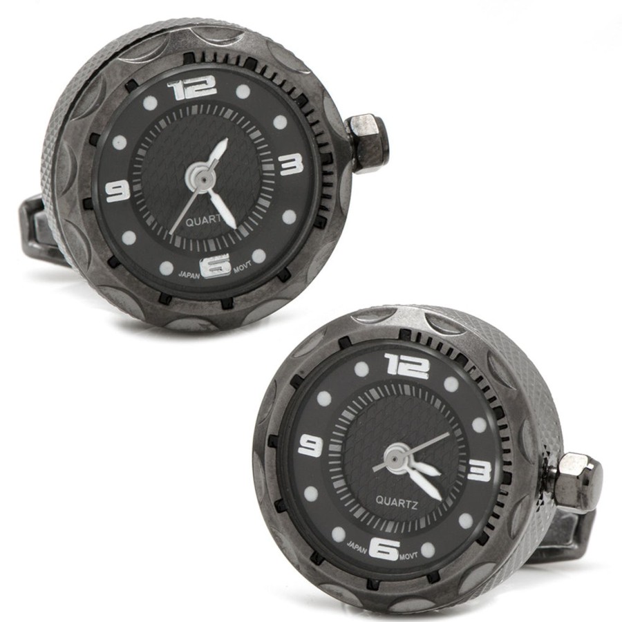 Jan Leslie Gunmetal Stainless Steel Small Face Watch Cufflinks | Classic Cufflinks