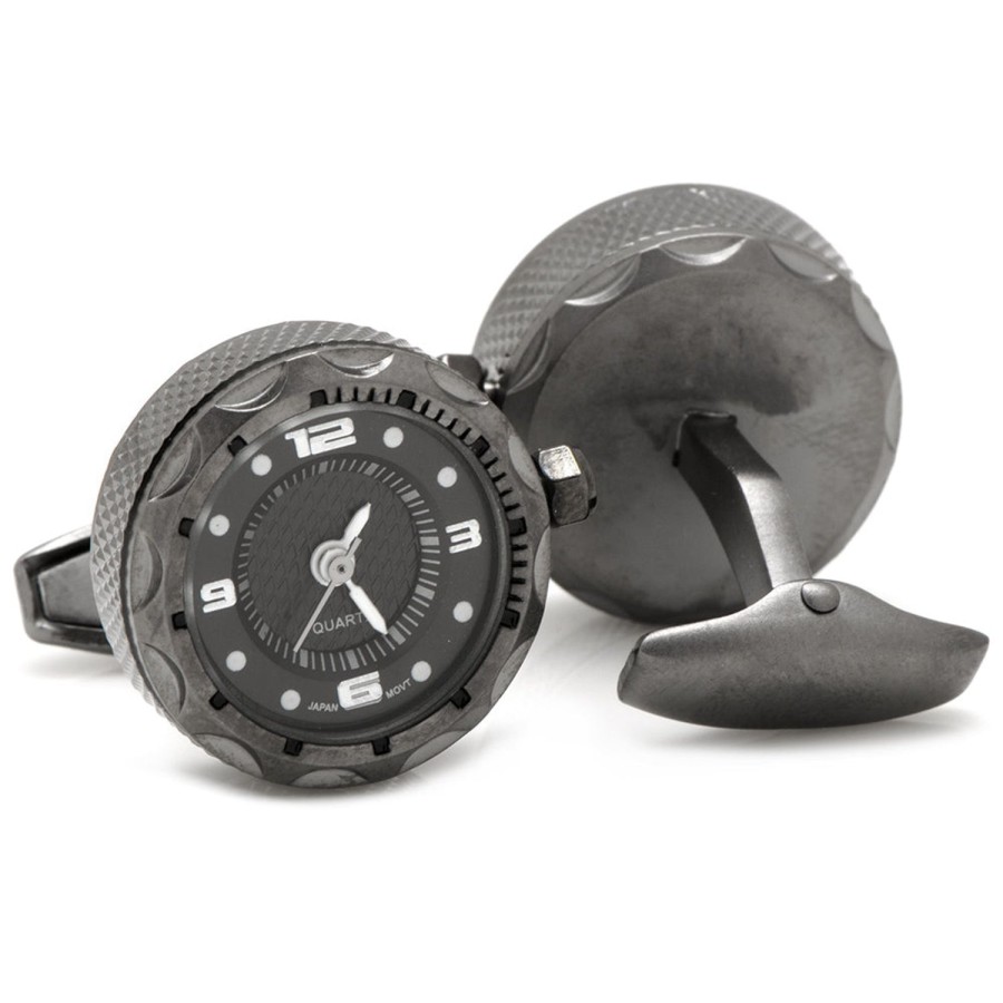 Jan Leslie Gunmetal Stainless Steel Small Face Watch Cufflinks | Classic Cufflinks