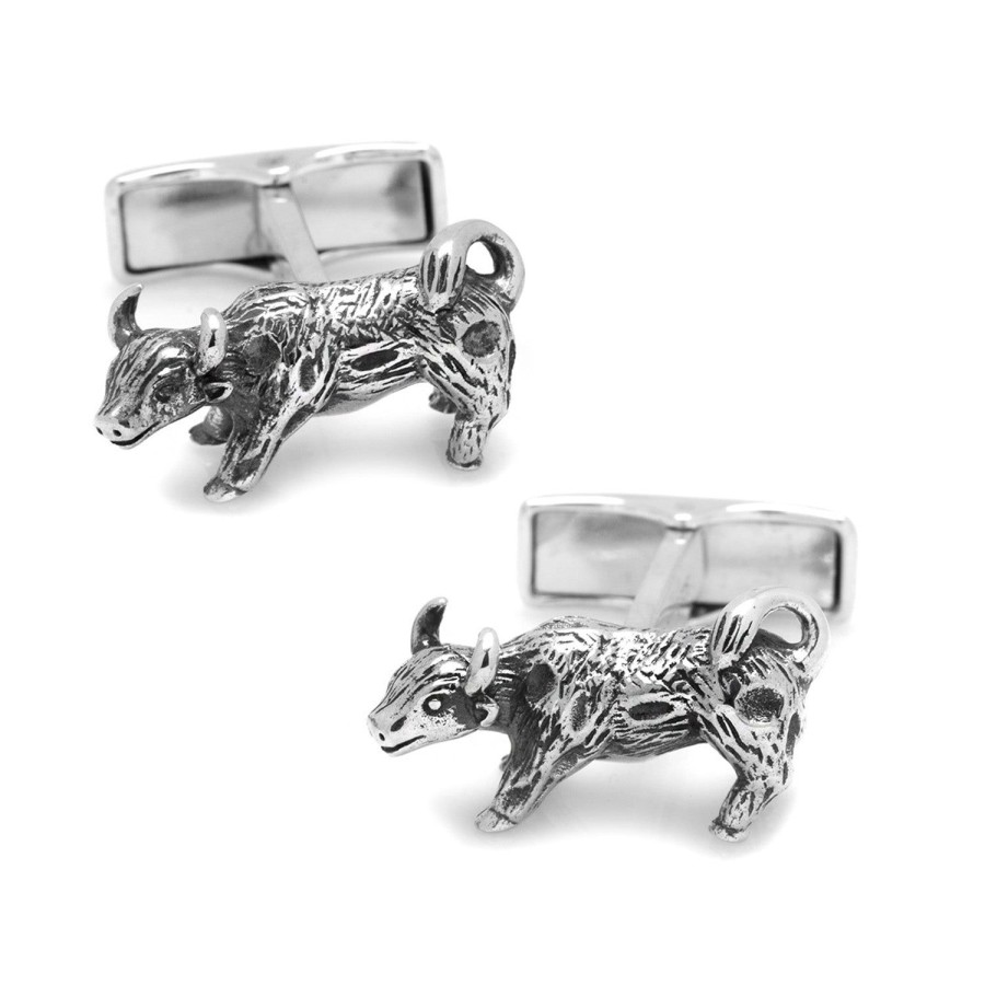 Ox and Bull Trading Co. Sterling Silver Bull Cufflinks | Classic Cufflinks