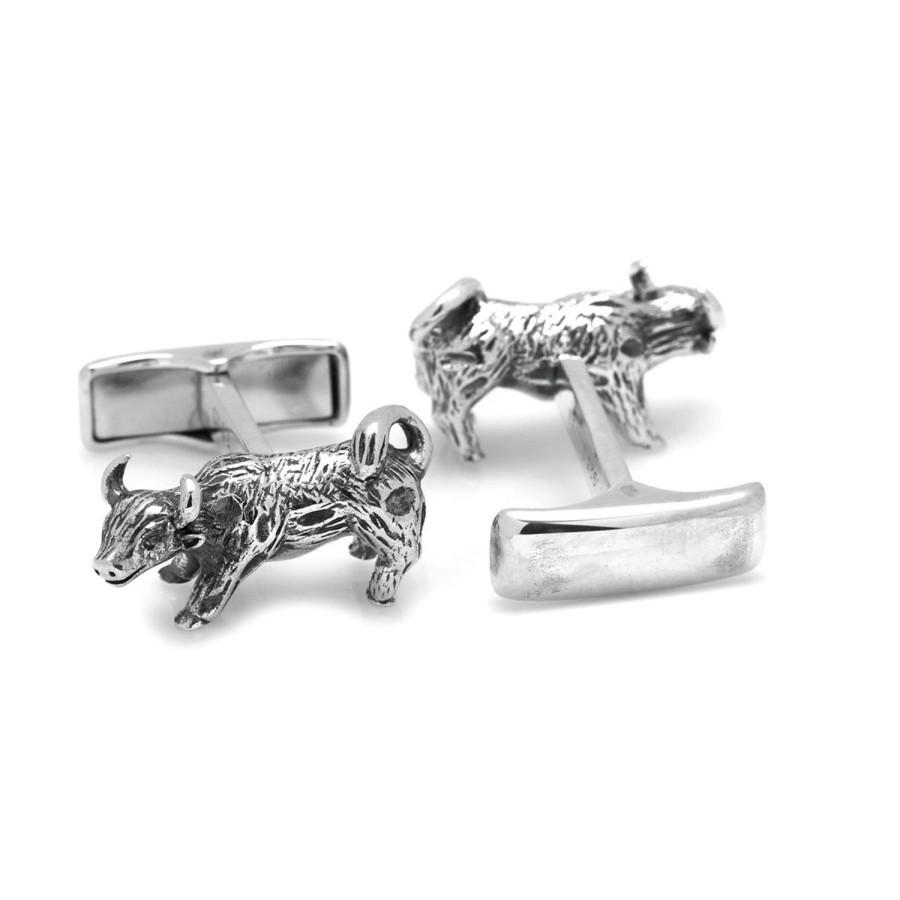 Ox and Bull Trading Co. Sterling Silver Bull Cufflinks | Classic Cufflinks