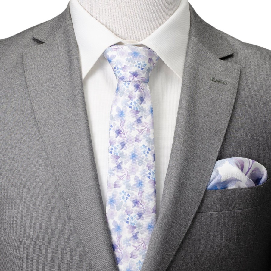 Ox and Bull Trading Co. Watercolor Lavender Mix Print Silk Men'S Tie | Classic Ties