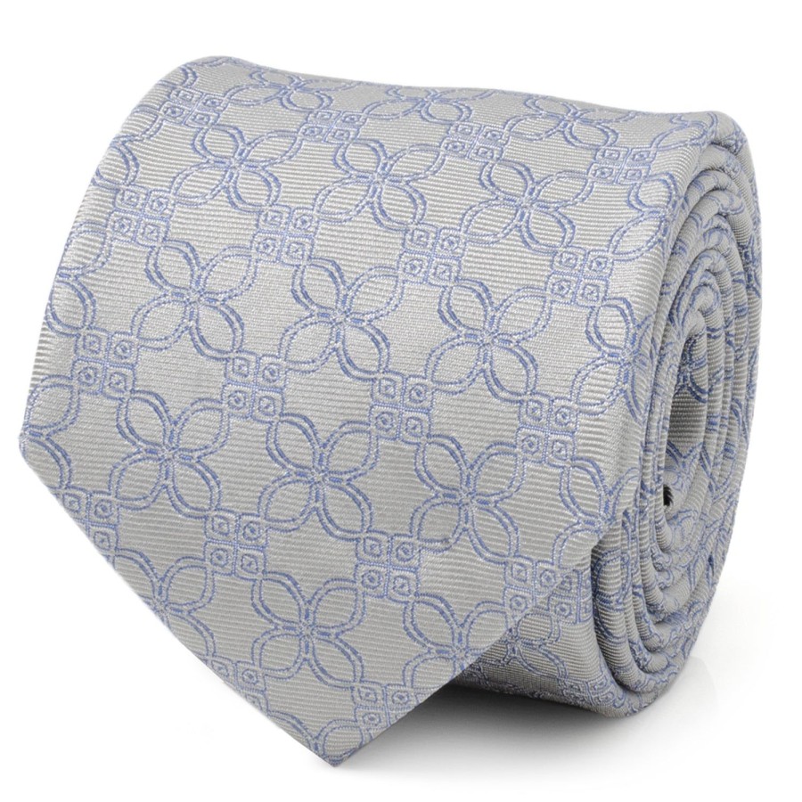 Ox and Bull Trading Co. Gray Blue Art Deco Men'S Tie | Classic Ties