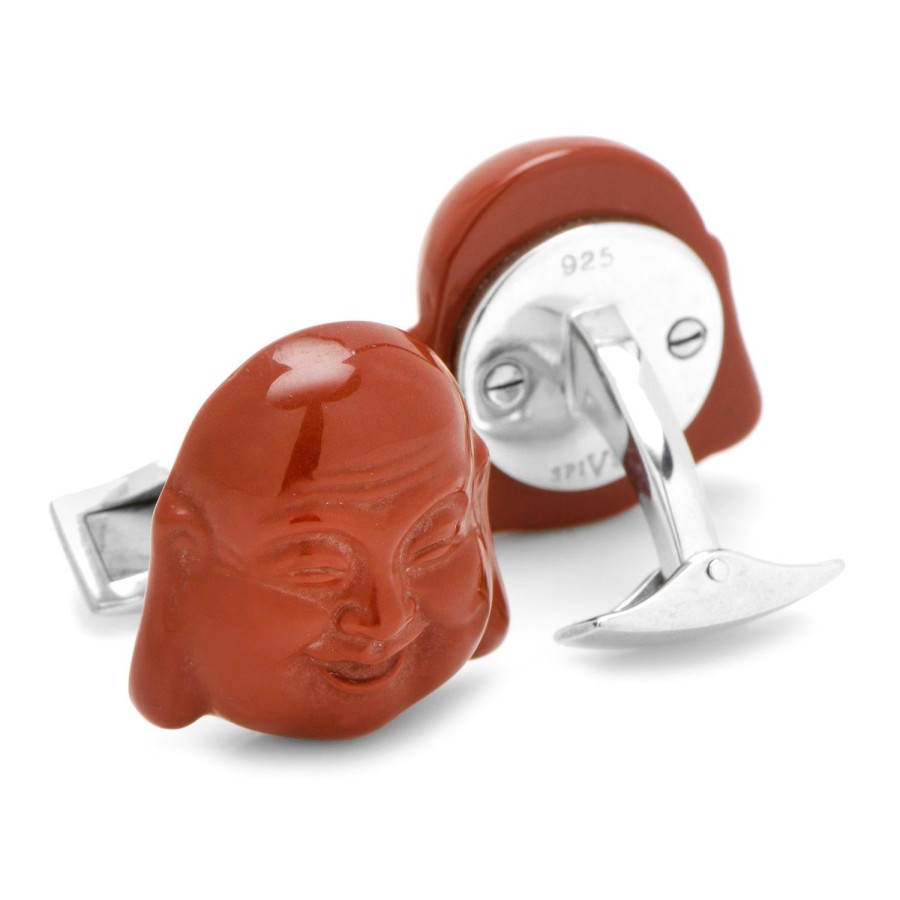 Spivey Jasper And Sterling Silver Laughing Buddha Cufflinks | Classic Cufflinks